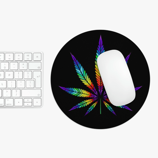 Rainbow Marijuana Leaf Mouse Pad